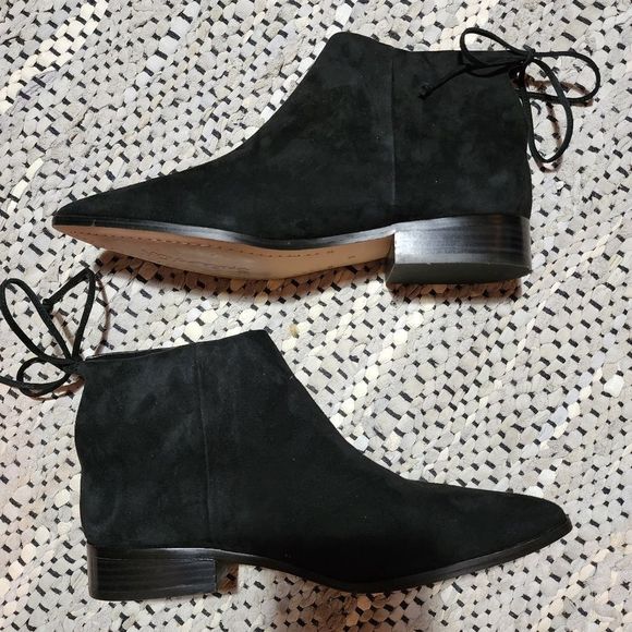 Splendid Niva Pointed Toe Suede Booties in Black - Picture 8 of 16